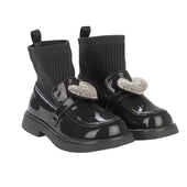 A'Dee Girls Dark Grey Ankle Sock Wellie Boot